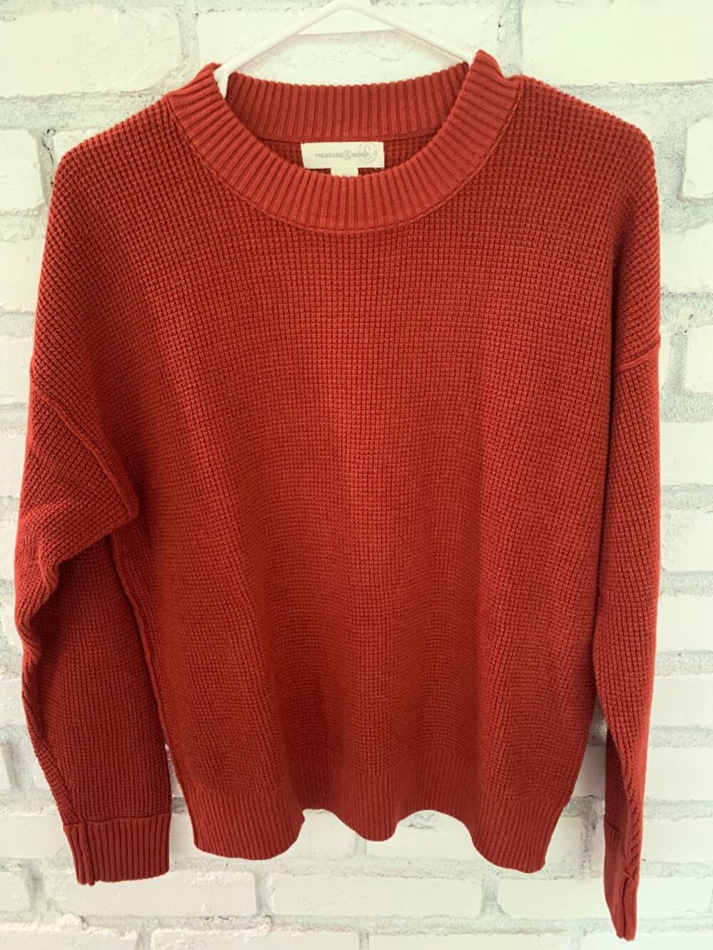 Treasure & Bond Thermal Stitch Cotton Crewneck Sweater